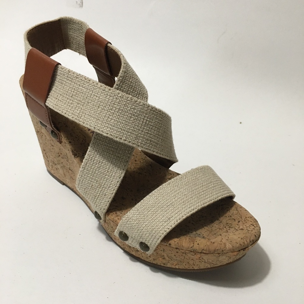 Lucky Brand Sandals Cork Wedge Strappy Heel  7